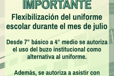 Flexibilización del uniforme escolar durante el mes de julio