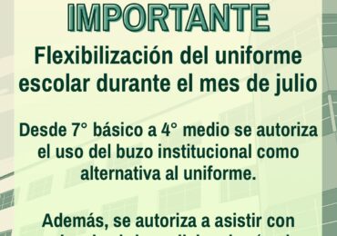 Flexibilización del uniforme escolar durante el mes de julio