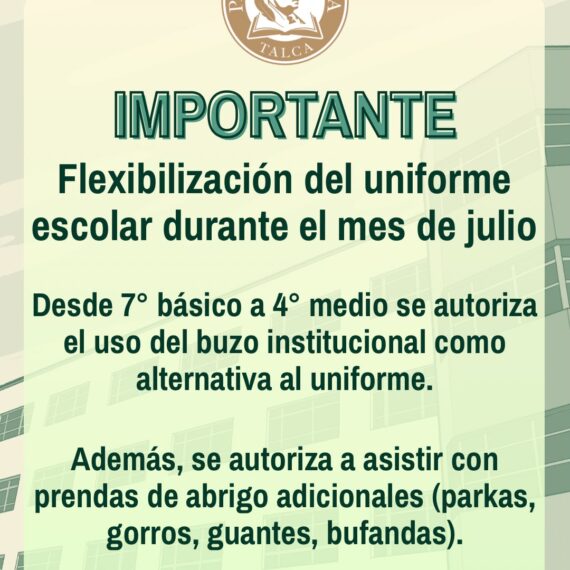 Flexibilización del uniforme escolar durante el mes de julio